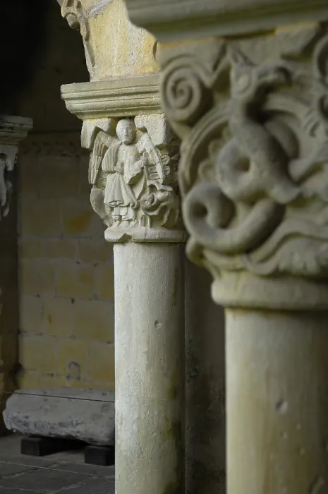 Framed Print : SPAIN. Santillana de Mar. The cloister of the Collegiate church. Romanesque art12th c. Detail of the capitals. Romanesque art Framed Print : SPAIN. Santillana de Mar. The cloister of the Collegiate church. Romanesque art12th c. Detail of the capitals. Romanesque art