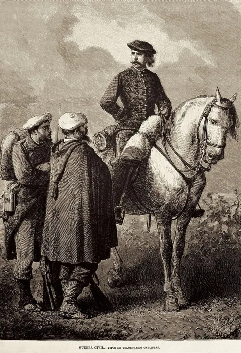 Framed Print : Spain. Second Carlist War. Engraving by Balaca y Canseco in 'La Ilustracin Espaola y Americana' (February 22, 1874). Engraving. SPAIN. Madrid. National Library