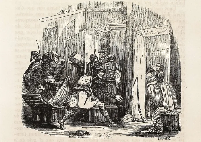 Framed Print : Spain. Second Carlist War. Sacking of Canet by Forcadell's carlist troops. Engraving. SPAIN. Madrid. National Library. AISA / Everett Collection**US SALES ONLY** Framed Print : Spain. Second Carlist War. Sacking of Canet by Forcadell's carlist troops. Engraving. SPAIN. Madrid. National Library. AISA / Everett Collection**US SALES ONLY**
