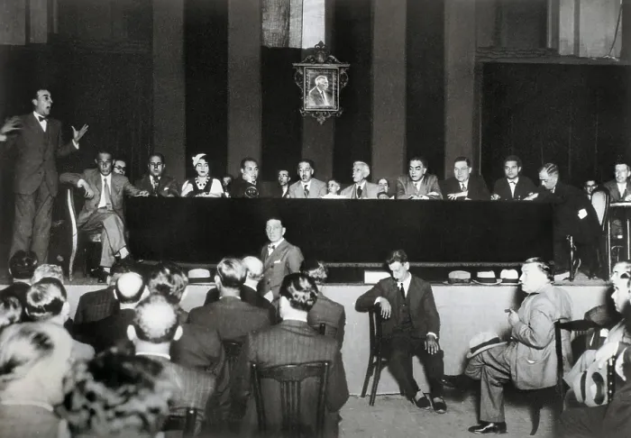 Framed Print : Spain. Second Republic (1931-1936). Congress of Esquerra Republicana de Catalunya. Presiding the table, Francesc Maci and Llus Companys Framed Print : Spain. Second Republic (1931-1936). Congress of Esquerra Republicana de Catalunya. Presiding the table, Francesc Maci and Llus Companys