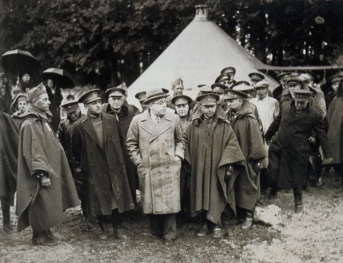 Framed Print : Spain. Second Republic (1931), Manuel Azaa, War Minister, visiting a military manoeuvre. AISA / Everett Collection**US SALES ONLY**