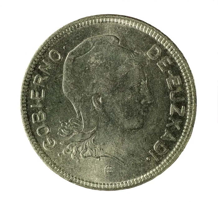 Framed Print : Spain. Second Republic. Money issued by the government of the Basque Country. Coin. SPAIN. Barcelona. Numismatic Cabinet of Catalonia. AISA / Everett Collection**US SALES ONLY**