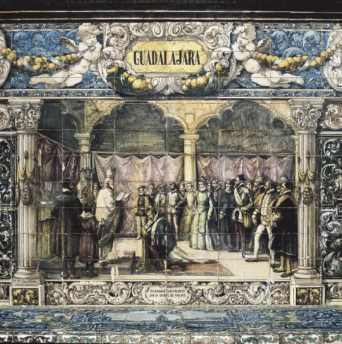 Framed Print : SPAIN. Sevilla. Spain Square. Wedding of Philip II and Elisabeth of Valois in Guadalajara (1559). Ceramics. AISA / Everett Collection**US SALES ONLY** Framed Print : SPAIN. Sevilla. Spain Square. Wedding of Philip II and Elisabeth of Valois in Guadalajara (1559). Ceramics. AISA / Everett Collection**US SALES ONLY**