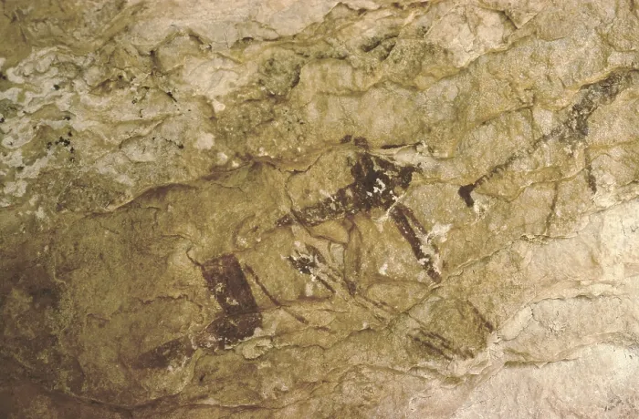 Framed Print : SPAIN. Tirig. Cova dels Cavalls (Horses Cave). Hunting scene. Mesolithic art. Cave. AISA / Everett Collection**US SALES ONLY** Framed Print : SPAIN. Tirig. Cova dels Cavalls (Horses Cave). Hunting scene. Mesolithic art. Cave. AISA / Everett Collection**US SALES ONLY**