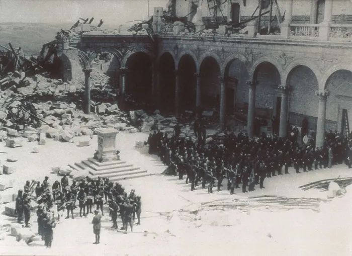 Framed Print : SPAIN. Toledo. Alcazar (castle). Spanish Civil War (1936-1939). The Alczar of Toledo after bein liberated (September 1936). AISA / Everett Collection**US SALES ONLY**