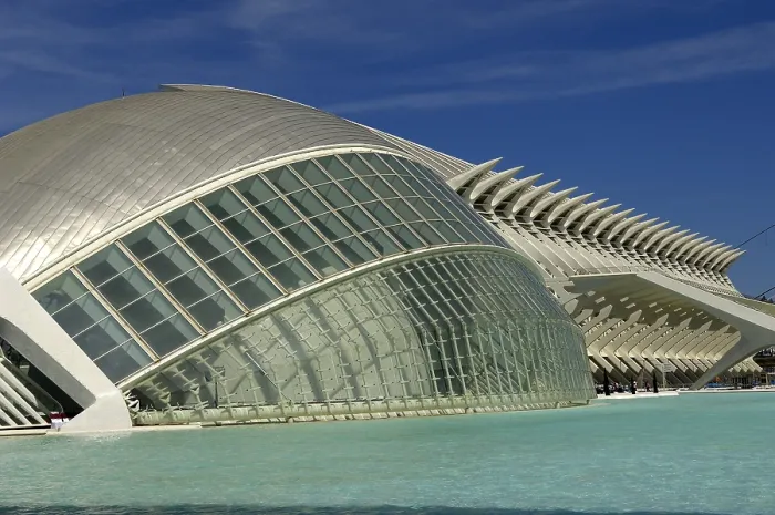 Framed Print : SPAIN. Valencia. City of Arts and Sciences. L'Hemisfric (foreground, 1998) and the Prince Felipe Science Museum (2000), buildings by Santiago Calatrava