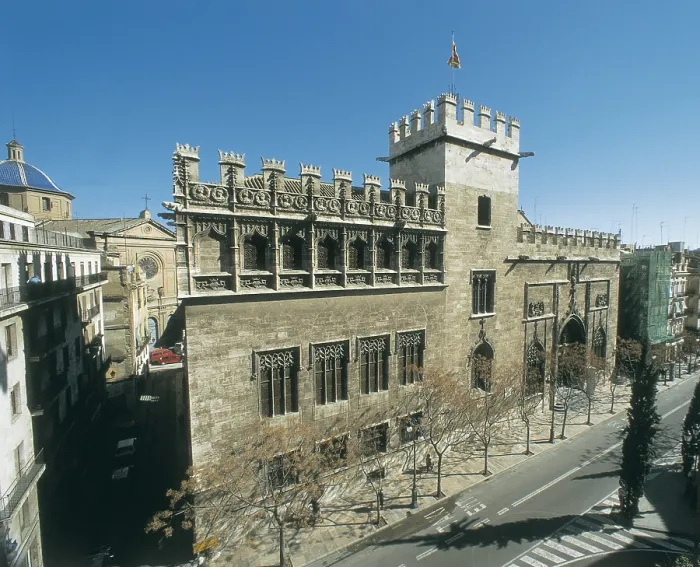 Framed Print : SPAIN. VALENCIAN COMMUNITY. Valencia. Llotja (Guildhall). La Lonja de la Seda (the Silk Exchange), gothic building built between 1482 and 1533. Flamboyant gothic. Architecture