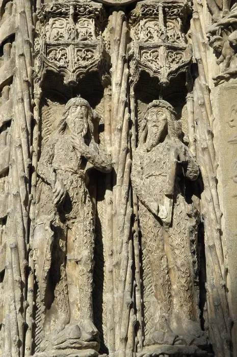 Framed Print : SPAIN. Valladolid. Detail of the facade of the Colegio de San Gregorio (College of St. Gregory)which houses the National Museum of Sculpture. Gothic art. Relief