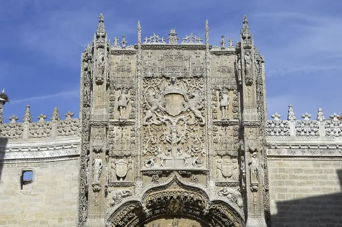 Framed Print : SPAIN. Valladolid. Facade of the Colegio de San Gregorio (College of St. Gregory)which lodges the National Museum of Sculpture. Gothic art. Relief
