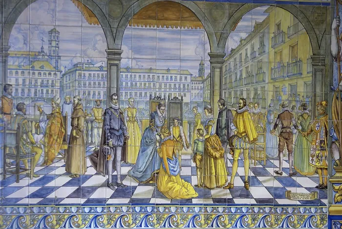 Framed Print : SPAIN. Valladolid. Mosaic in the Pimentel Palacebirthplace of Philip II and today head office of the County council