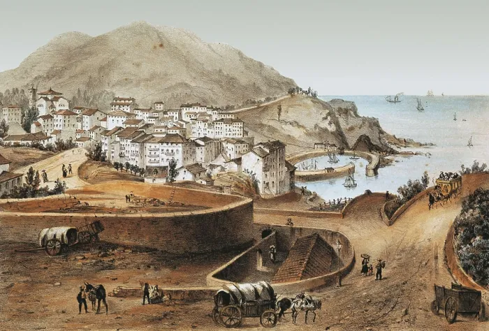 Framed Print : Spain. View of Motrico. Litography. SPAIN. Donostia. San Telmo Municipal Museum. AISA / Everett Collection**US SALES ONLY**