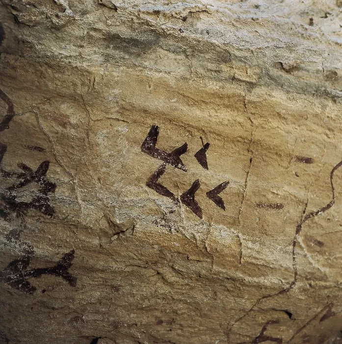 Framed Print : SPAIN. Vlez Blanco. Cave of Los Letreros. Schematic figures (7500-5000 BC). Upper Paleolithic. ; Neolithic art. Cave. AISA / Everett Collection**US SALES ONLY** Framed Print : SPAIN. Vlez Blanco. Cave of Los Letreros. Schematic figures (7500-5000 BC). Upper Paleolithic. ; Neolithic art. Cave. AISA / Everett Collection**US SALES ONLY**
