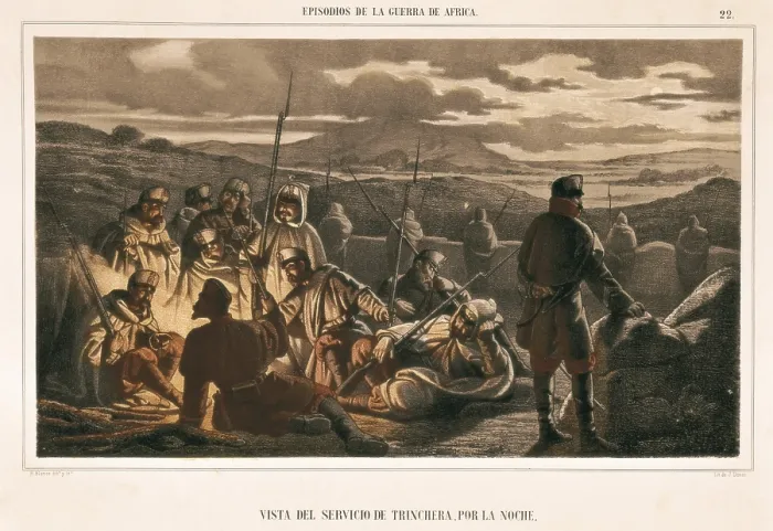 Framed Print : Spain. War of Africa (1859-1860). The trech service at night. Litography. SPAIN. Donostia. San Telmo Municipal Museum. AISA / Everett Collection**US SALES ONLY** Framed Print : Spain. War of Africa (1859-1860). The trech service at night. Litography. SPAIN. Donostia. San Telmo Municipal Museum. AISA / Everett Collection**US SALES ONLY**