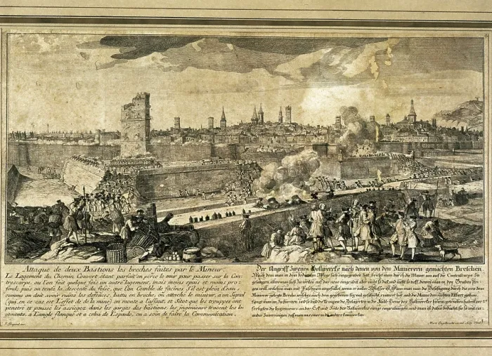Framed Print : Spain. War of the Spanish Succession (1714). Siege of Barcelona. Assault to the city by Borbon troops under Duke of Berwick