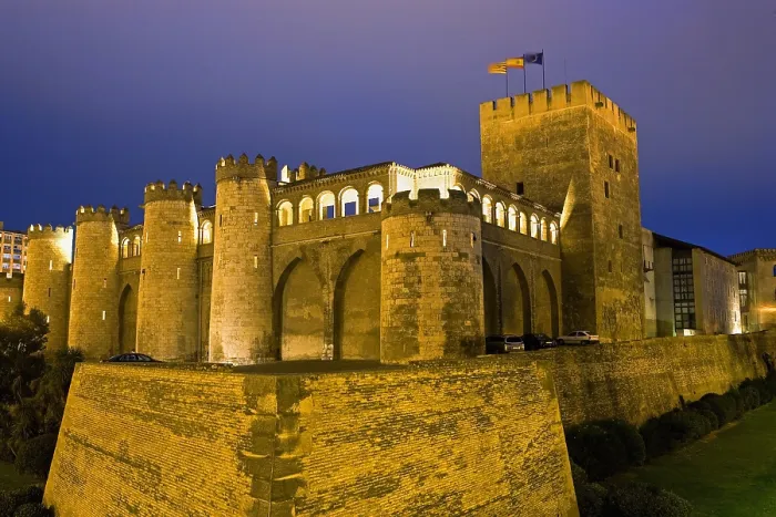 Framed Print : SPAIN. Zaragoza. La Aljaferia Palace. Castle walls from 11th century. Hispano-Moresque art. Taifas Kingdoms period. Architecture Framed Print : SPAIN. Zaragoza. La Aljaferia Palace. Castle walls from 11th century. Hispano-Moresque art. Taifas Kingdoms period. Architecture