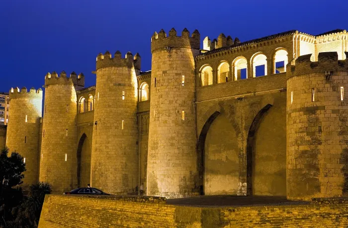 Framed Print : SPAIN. Zaragoza. La Aljaferia Palace. Castle walls from 11th century. Hispano-Moresque art. Taifas Kingdoms period. Architecture