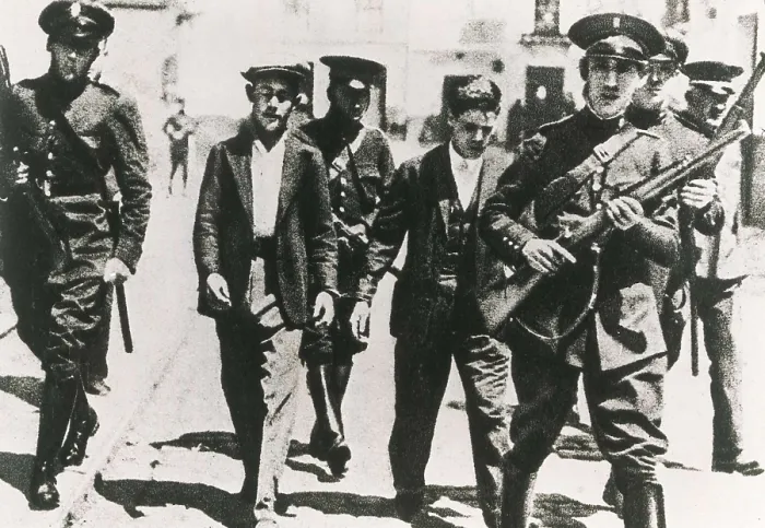 Framed Print : SPAIN. Zaragoza. Spain. Second Republic (1931-1936). Riots in Saragosse after the proclamation of the Republic. Two men being escorted by the police
