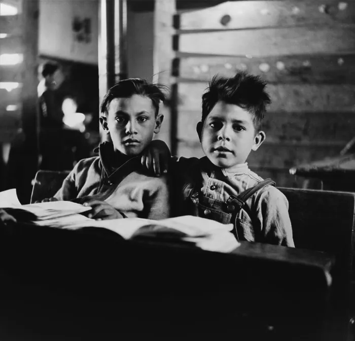 Framed Print : Two Spanish-American boys in a one-room school in the New Mexican mountains. The school had eight grades taught by two Spanish speaking teachers. 1943 photograph by John Collier Framed Print : Two Spanish-American boys in a one-room school in the New Mexican mountains. The school had eight grades taught by two Spanish speaking teachers. 1943 photograph by John Collier