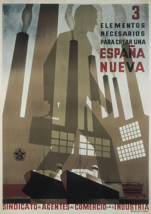 Framed Print : Spanish Civil War (1936-1939). '3 elementos necesarios para crear una nueva Espaa' (Three necessary elements to create a new Spain)