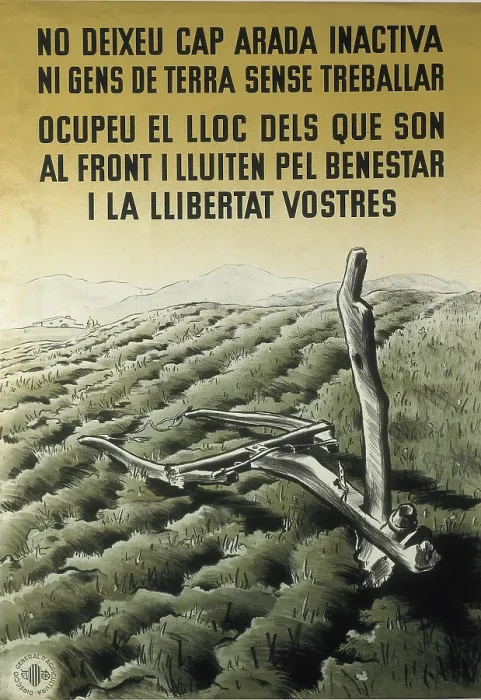 Framed Print : Spanish Civil War (1936-1939). 'No deixeu cap arada inactiva ni gens de terra sense treballar' (Dont't leave neither inactive plough nor unworked land)