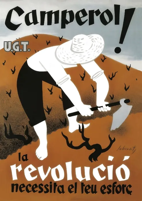 Framed Print : Spanish Civil War (1936-1939). 'Camperol! La Revoluci necessita el teu esfor' (Farmer! Revolution Needs Your Effort). Poster of the UGT Framed Print : Spanish Civil War (1936-1939). 'Camperol! La Revoluci necessita el teu esfor' (Farmer! Revolution Needs Your Effort). Poster of the UGT