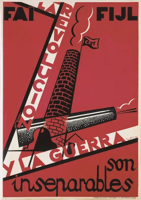 Framed Print : Spanish Civil War (1936-1939). 'La Revolucin y la Guerra son inseparables' (Revolution and War Are Inseparable). Poster edited by CNT-FAI