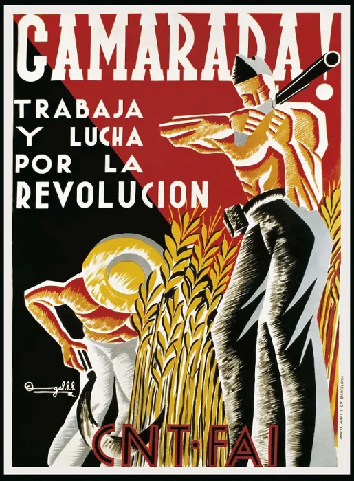 Framed Print : Spanish Civil War (1936-1939). 'Camarada! Trabaja y lucha por la Revolucin' (Comrade! Work and fight for the Revolution). Anarchist poster edited by CNT-FAI