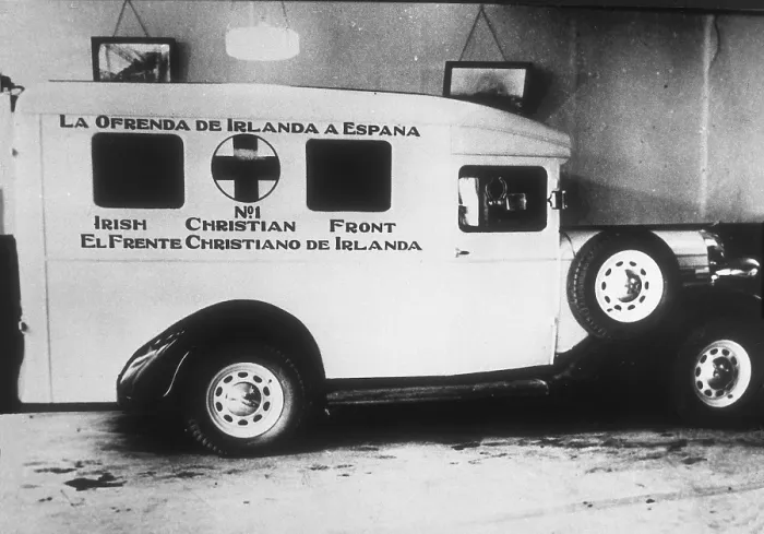 Framed Print : Spanish Civil War (1936-1939). Ambulance given by the Irish Christian Front. AISA / Everett Collection (44889)**US SALES ONLY**