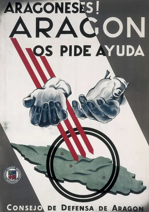 Framed Print : Spanish Civil War (1936-1939). 'Aragoneses! Aragn os pide ayuda' (Aragoneses! Aragon is asking for your help). Poster of the Aragones Worker Center edited in Barcelona Framed Print : Spanish Civil War (1936-1939). 'Aragoneses! Aragn os pide ayuda' (Aragoneses! Aragon is asking for your help). Poster of the Aragones Worker Center edited in Barcelona