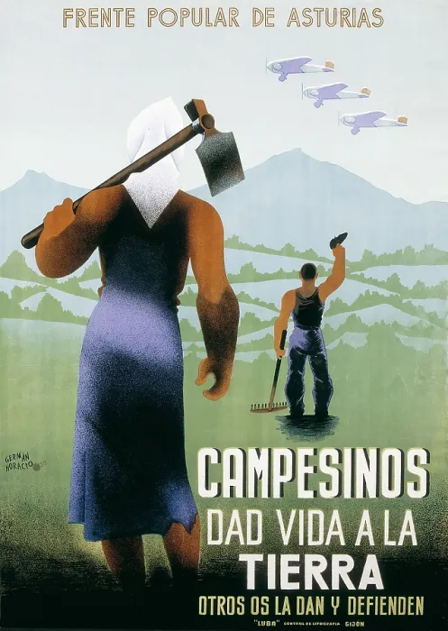 Framed Print : Spanish Civil War (1936-1939). 'Campesinosdad vida a la tierra. Otros os la dan y defienden' (Farmersbring life to the earth. Other give it to you and defend it)