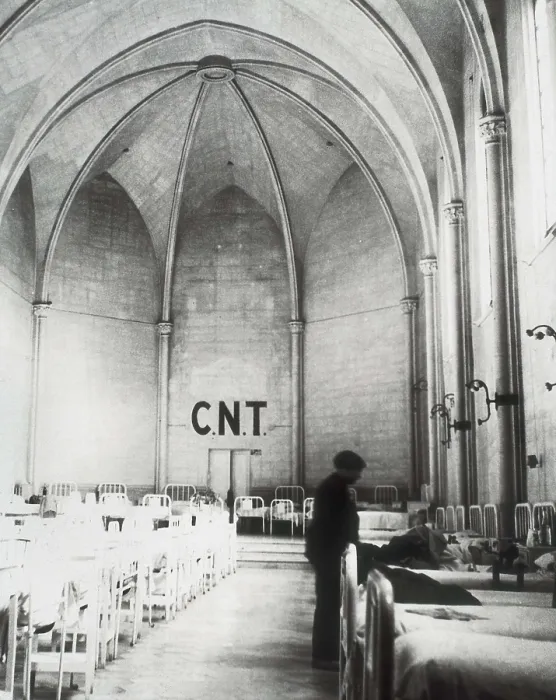 Framed Print : Spanish Civil War (1936-1939). Church fitted out as a hospital in a collective village in Aragon (1937). Photo by Katy Horna. SPAIN. Salamanca. Archivo Histrico Nacional