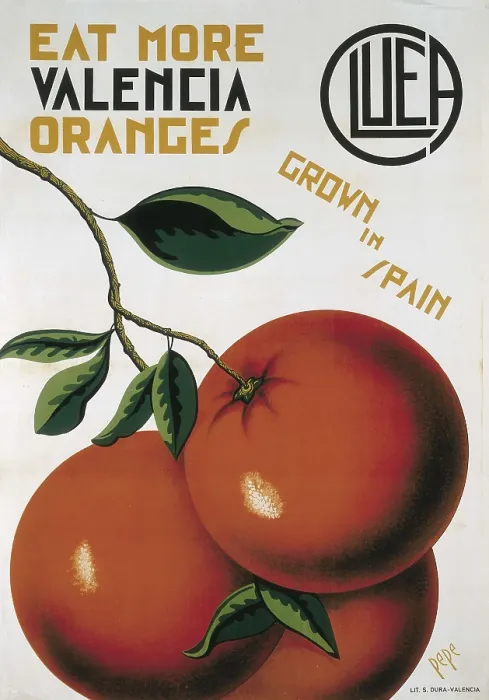 Framed Print : Spanish Civil War (1936-1939). 'Eat More Valencia Oranges'. Poster. AISA / Everett Collection**US SALES ONLY**
