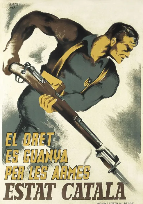 Framed Print : Spanish Civil War (1936-1939). 'El dret es guanya per les armes' (Right Shall Be Conquered by Force). Poster of the party Estat Catal (Catalan State). SPAIN. Barcelona