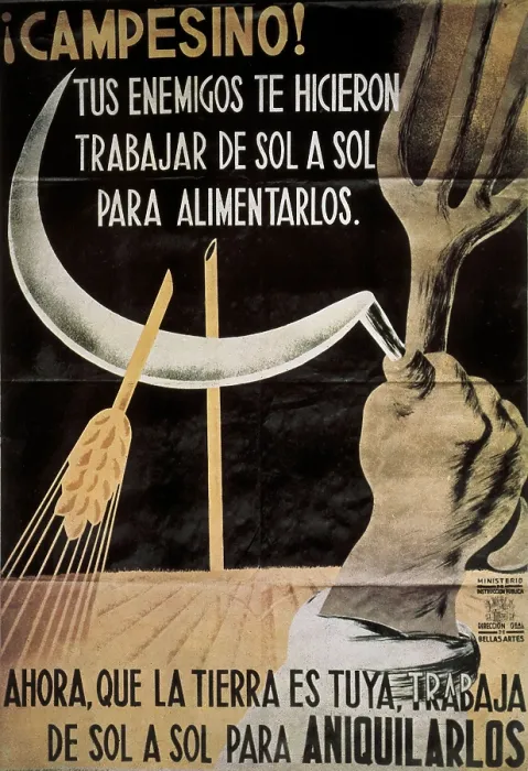 Framed Print : Spanish Civil War (1936-1939). 'Farmer! Your enemies made you work from sunrise ti susnet to feed them