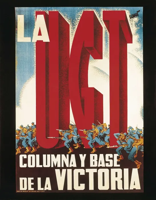 Framed Print : Spanish Civil War (1936-1939). 'La UGT. Columna y base de la victoria' (UGT. Column and basis of Victory). Poster. AISA / Everett Collection**US SALES ONLY**