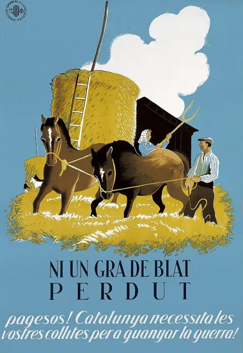 Framed Print : Spanish Civil War (1936-1939). 'Ni un gra de blat perdut' (Not even a lost grain). Poster of the General Direction of Agriculture of the Generalitat of Catalonia. SPAIN