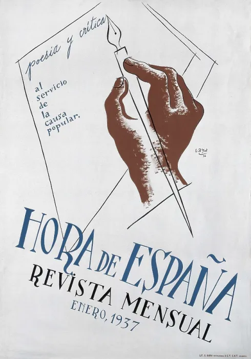 Framed Print : Spanish Civil War (1936-1939). Poster of 'Hora de Espaa', literary magazine. Made by Ramn Gaya (Valencia, 1937). SPAIN. Salamanca. Archivo Histrico Nacional