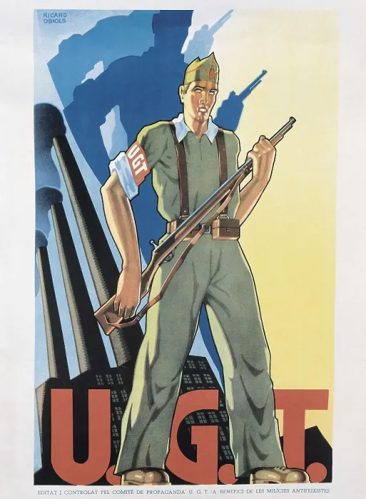 Framed Print : Spanish Civil War (1936-1939). Poster of the socialist trade union UGT, by Ricard Obiols. SPAIN. Salamanca. Archivo Histrico Nacional. AISA / Everett Collection**US SALES ONLY** Framed Print : Spanish Civil War (1936-1939). Poster of the socialist trade union UGT, by Ricard Obiols. SPAIN. Salamanca. Archivo Histrico Nacional. AISA / Everett Collection**US SALES ONLY**
