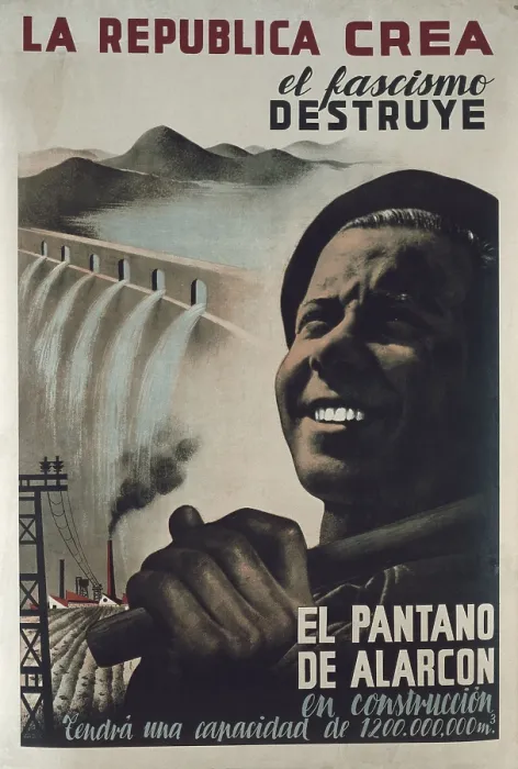Framed Print : Spanish Civil War (1936-1939). 'Repblica creael fascismo destruye. El pantano de Alarcn en construccin' (Republic createsfascism destroys) Framed Print : Spanish Civil War (1936-1939). 'Repblica creael fascismo destruye. El pantano de Alarcn en construccin' (Republic createsfascism destroys)