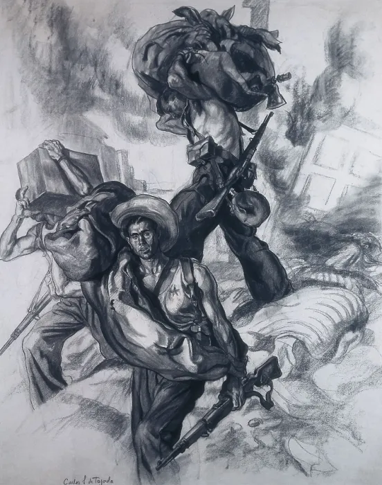 Framed Print : Spanish Civil War (1936-1939). Sacking scene. Illustration by Carlos Senz de Tejada. Drawing. AISA / Everett Collection (51270)**US SALES ONLY**