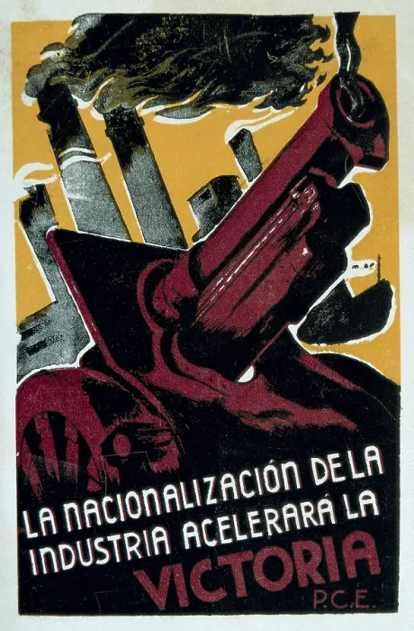 Framed Print : Spanish Civil War (1936-1939). 'The nationalization of industry will accelerate the victory'. Poster of the Spanish Communist Party Framed Print : Spanish Civil War (1936-1939). 'The nationalization of industry will accelerate the victory'. Poster of the Spanish Communist Party
