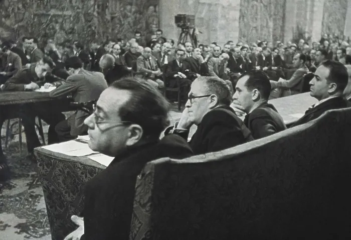 Framed Print : Spanish Civil War. Montserrat Cortes in 1938. Government benches. Juan Negrn and Julio Alvarez del Vayo. AISA / Everett Collection**US SALES ONLY** Framed Print : Spanish Civil War. Montserrat Cortes in 1938. Government benches. Juan Negrn and Julio Alvarez del Vayo. AISA / Everett Collection**US SALES ONLY**