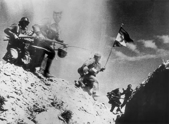 Framed Print : Spanish Civil War. Soldiers of the nationalist side during a battle. AISA / Everett Collection**US SALES ONLY** Framed Print : Spanish Civil War. Soldiers of the nationalist side during a battle. AISA / Everett Collection**US SALES ONLY**