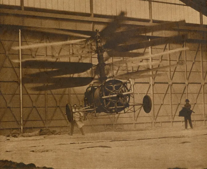 Framed Print : Spanish engineer Raul Pescara piloting his co-axial rotor helicopter in 1922 Framed Print : Spanish engineer Raul Pescara piloting his co-axial rotor helicopter in 1922