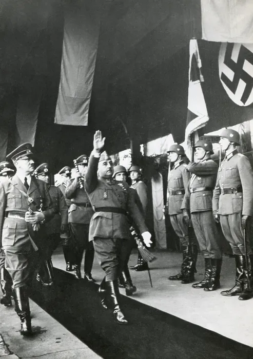 Framed Print : Spanish Fascist dictator Francisco Franco and Adolf Hitler Salute at Hendaye, France. Oct. 23, 1940