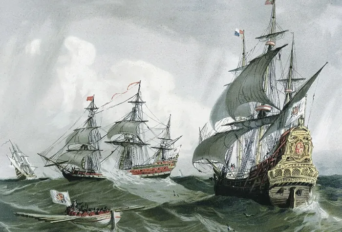 Framed Print : Spanish galleons and vessels (17th c.). Engraving. SPAIN. Barcelona. Sant Jordi Catalan Royal Academy of Fine Arts. AISA / Everett Collection (44387)**US SALES ONLY** Framed Print : Spanish galleons and vessels (17th c.). Engraving. SPAIN. Barcelona. Sant Jordi Catalan Royal Academy of Fine Arts. AISA / Everett Collection (44387)**US SALES ONLY**