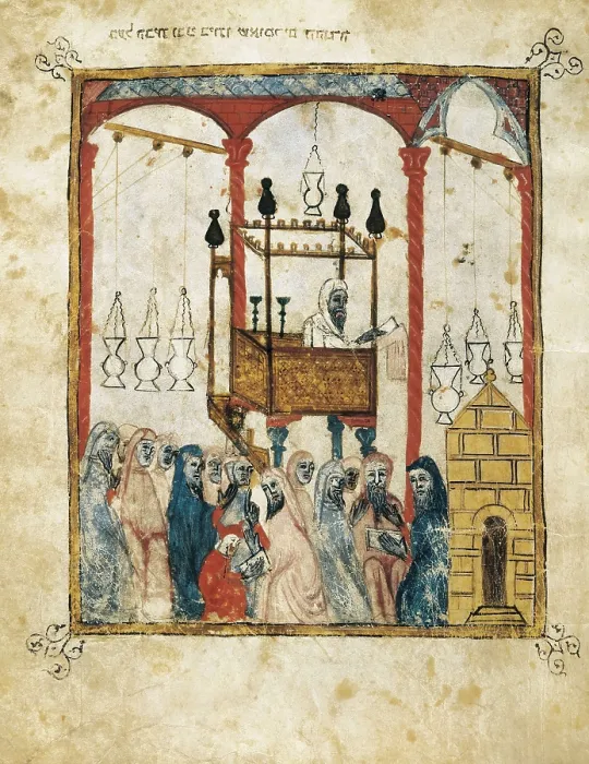 Framed Print : Spanish Haggada. Ceremony inside a Jewish synagogue. Miniature Painting. UNITED KINGDOM. London. The British Library. Proc: SPAIN. Barcelona Framed Print : Spanish Haggada. Ceremony inside a Jewish synagogue. Miniature Painting. UNITED KINGDOM. London. The British Library. Proc: SPAIN. Barcelona