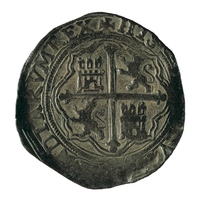 Framed Print : Spanish 'real de a 2' coin (Sevilla, 1704). Coin. SPAIN. Barcelona. Numismatic Cabinet of Catalonia. AISA / Everett Collection**US SALES ONLY**