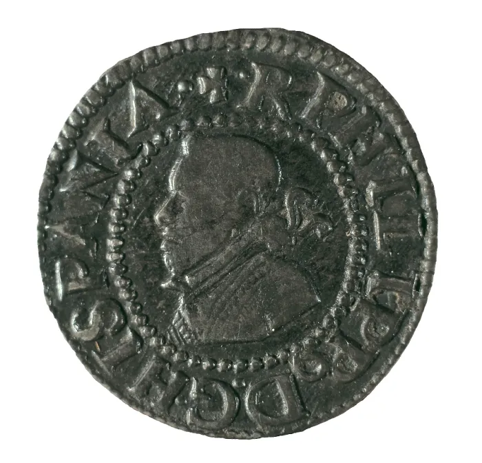 Framed Print : Spanish real with portrait of Philip IV, minted in Barcelona (1631). Coin. SPAIN. Barcelona. Numismatic Cabinet of Catalonia. AISA / Everett Collection**US SALES ONLY**