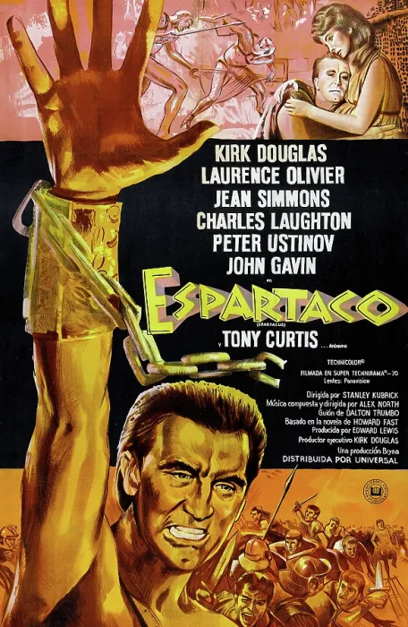 Framed Print : SPARTACUS, (aka ESPARTACO), Argentine poster art, top from left: Woody Strode, Kirk Douglas, Kirk Douglas, Jean Simmons; bottom foreground: Kirk Douglas, 1960